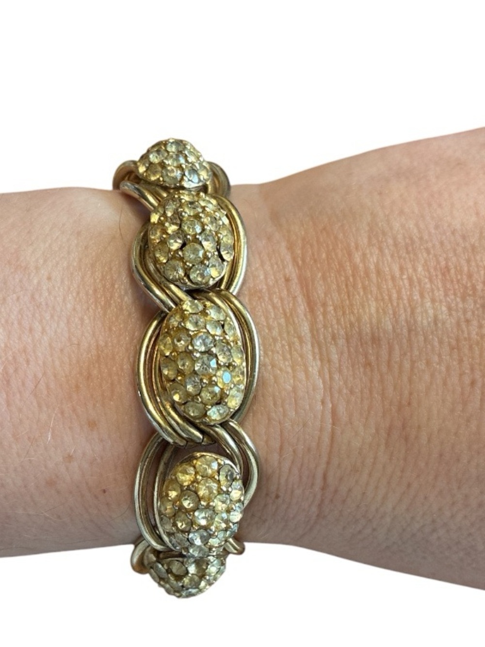 Gold  Rhinestone Link Stretch Bracelet